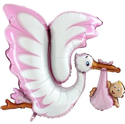 Folieballon Geboorte Meisje - Ooienvaar Roze - 114 cm - Helium- en Luchtvulling