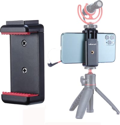 Ulanzi ST-07 Telefoonhouder voor statief - Geschikt voor smartphones tot 8,2 cm breed - Smartphone statiefhouder kunststof - Met Cold shoe-mount voor extra accessoires - Zwart