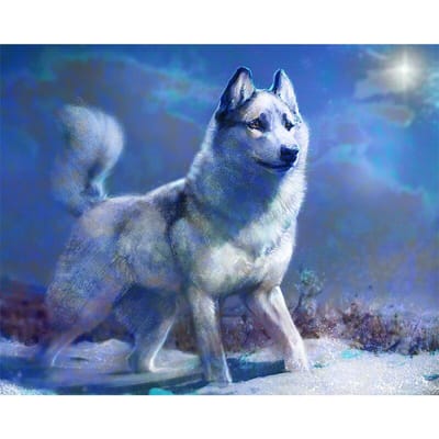 Bricolage 5D plein diamant peinture Animal loup point de croix ensemble diamant broderie 20X30CM gray