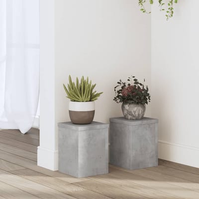 vidaXL - Plantenstandaards - 2 - st - 15x15x20 - cm - bewerkt - hout - betongrijs