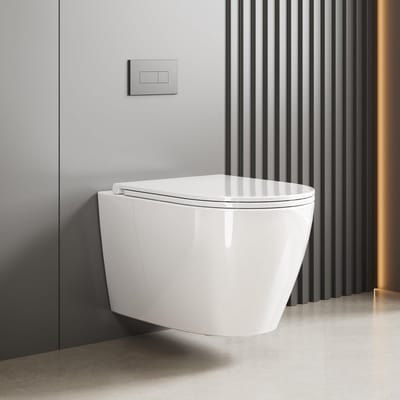 Randloos Hangtoilet - Wandcloset met Soft-close Zitting & Quick-release - Keramisch Toilet D-Vorm - 55,5 cm Diep - Wit - Extra Comfort & Stil