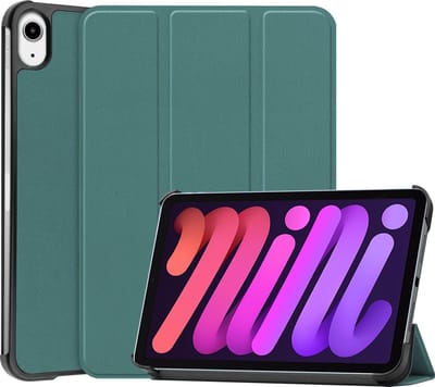 Hoesje - Geschikt voor Apple iPad Mini 6 (2021) - 8.3 inch - 6e Generatie - Dun & Stevig - Hardcover Book Case - Trifold Bookcase Hoes - Hard Cover - Tablethoes - Donkergroen