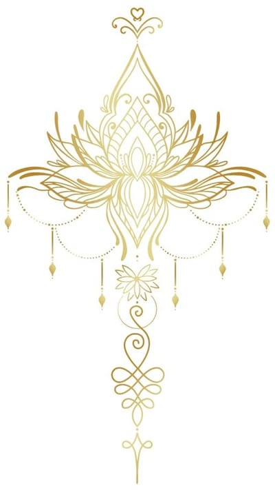 Store_8 - Gouden lotus muursticker - Mandala bloem muurstickers - Vinyl sticker voor yoga en meditatie - 96 x 78 cm - Decoratie voor slaapkamer en ...