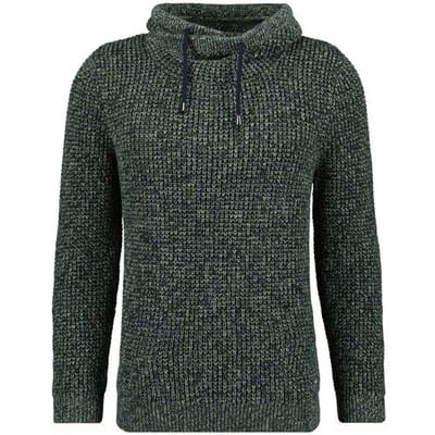 Ragman Trui Texture Knit Stand Up Maseltov Drawstring Collar Donker Groen / male