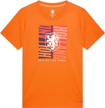 Nederlands Elftal Big Logo T-Shirt Heren - Maat XL - Oranje - KNVB - Fankleding - Officiële Merchandise - Voetbal - Fan Shirt