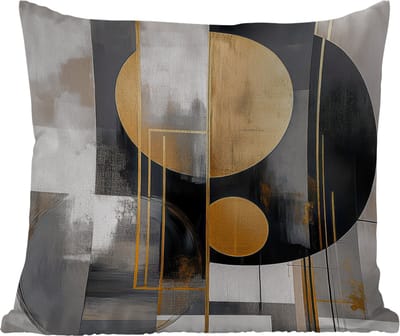 Buitenkussen Weerbestendig - Abstract - Goud - Zilver - Vormen - Aesthetic - Modern - 50x50 cm
