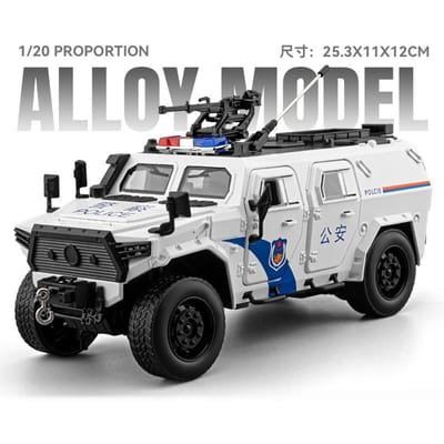 1:20 Véhicules Tout-Terrain Militaires Police Bravewarrion Modèle Réduit en Alliage Métal Moulé Sous Pression Voiture Son & Lumière Rappel Jouet Voiture Enfant Garçon