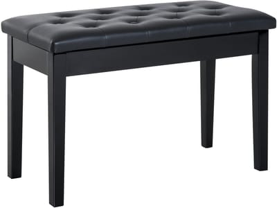 MODFU Voetenbank 76x36x50 cm van hout met kunstleer, met opbergruimte, zwart