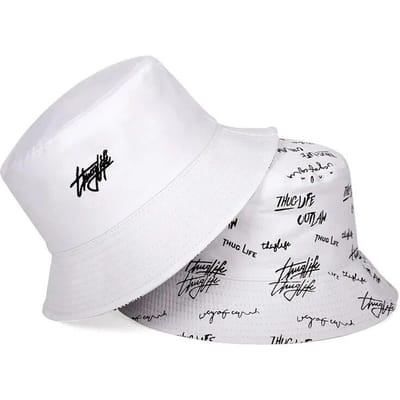 Chapeaux, lettres féminines, chapeaux de pêcheur, tendance, décontractés et polyvalents, chapeaux bassin double face, chapeaux de soleil pour hommes en toutes saisons Single code blanc
