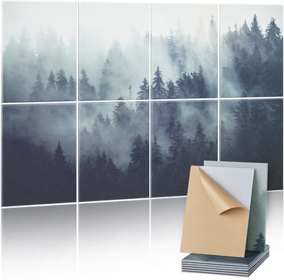 8-Pack Akoestische Panelen, 1200x800x10 mm, Geluidsabsorberende Wandpanelen met Zelfklevende Achterkant voor Thuis, Kantoor, Studio, Speelkamer, Theater En Andere Ruimtes
