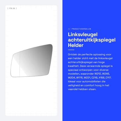 Dailygoods- Achteruitkijkspiegel Glas - Links Vleugel - Verwarmd - Geschikt voor W212/W246/W204/W176/W221 - Helder - Schokbestendig - Buitenspiegel