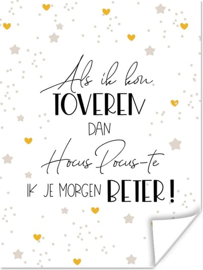 Poster Beterschap - Spreuken - Stippen - Hocus pocus - 120x160 cm XXL