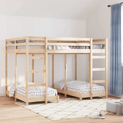 vidaXL - Drievoudig - Stapelbedframe - Bruin - 140 - x - 200 - cm - Massief - grenenhout