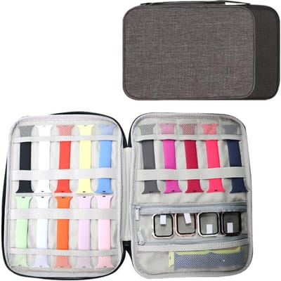 Horlogeband Organizer - Horlogebandhouder Draagkoffer Opbergtas Reisetui voor Dames Heren Meest Maten Horlogebanden gray