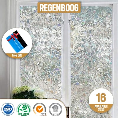ZIA’S & CO-Raamfolie HR++45x300cm-Zonwerend en Isolerend-Statisch-Regenboog Scherven