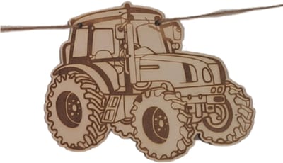 WoodR 6 mm dik houten duurzame tractor verjaardagen geboorte vlaggenlijn Houten vlaggenlijn met naam 3 karakters - kraamcadeau - vlaggenlijn - naam cadeau -