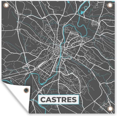 Tuin poster Castres - Frankrijk - Stadskaart - Kaart - Plattegrond - 200x200 cm - Tuindoek