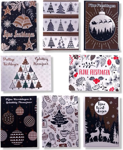 10 Luxe Kerst- en Nieuwjaarskaarten 2 x 5 dubbele kaarten met enveloppen - serie Letters