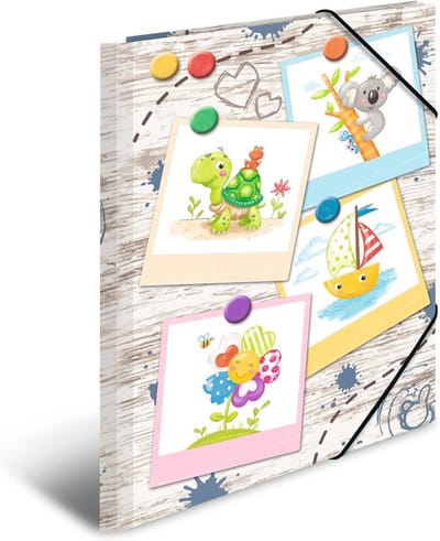 A4 Kindermap met Houtlook en Kleuterschoolmotief - Hoekspanmap voor Kinderen