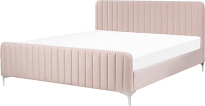 LUNAN - Tweepersoonsbed - Pastelroze - 180 x 200 cm - Fluweel