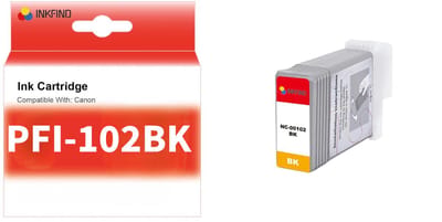 INKFIND PFI-102 Zwart Inktcartridge compatibel met Canon PFI-102 - 1-pack Zwart*1