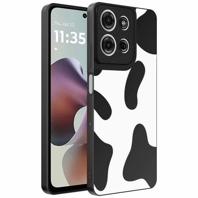 Geschikt voor Motorola Moto G56 Telefoonhoesje met Koeienvlekken Opdruk - TPU Backcover Case With Cow Patches Design - Smartphonica geschikt voor Motorola Moto G56