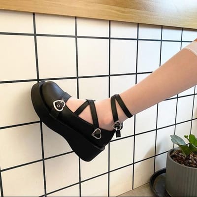 Chaussures Mary Jane noires pour étudiantes, chaussures à plateforme uniformes Lolita, chaussures à talons en cuir souple de style japonais pour femmes 36 white