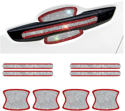 Dailygoody - Zelfklevende autodeurgrepen - Bling deurgreep - Krasbestendig - Rood-Wit - Universaal toepasbaar - Bescherming voor autodeuren - 8 s