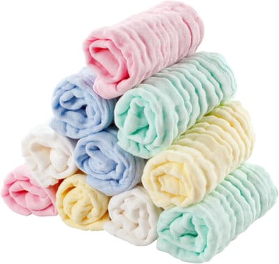 Biologisch Katoenen Baby Wasdoeken Set van 10 - Zacht, Ademend en Duurzaam 25 x 25 cm