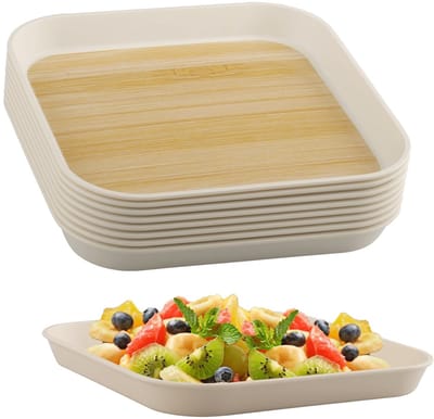 Cosensi- Dienblad Antislip - 8 Stuks - Onbreekbaar - Rechthoekig - Servies voor Feestjes - Afmetingen 17x17x1,5 cm