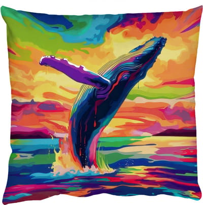 Sierkussens - Kussentjes Woonkamer - 50x50 cm - Zonsondergang - Walvis - Geschilderd - Kleurrijk