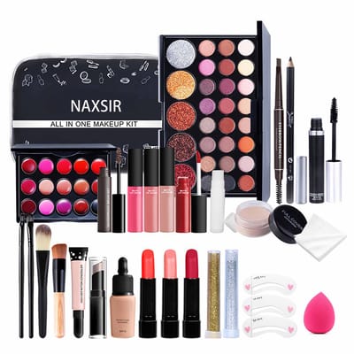 NAXSIR 27-Delige All-in-One Make-Up Set – Complete Beginnerskit + Professionele Tools​​ ​​Met Waterproof Formule, Vegan Penselen & Luxe Cadeauverpakking – Ideaal voor Dagelijks Gebruik en Avondlooks​