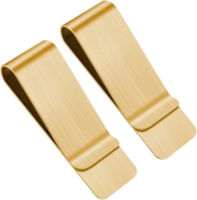 2x Geldclip - Geldhouder - Briefjes clip - Metaal - Geld klem - Money clip - Cash holder - Bankbiljetten houder - Portemonnee alternatief - Compacte geldhouder - Goud - Jonyx