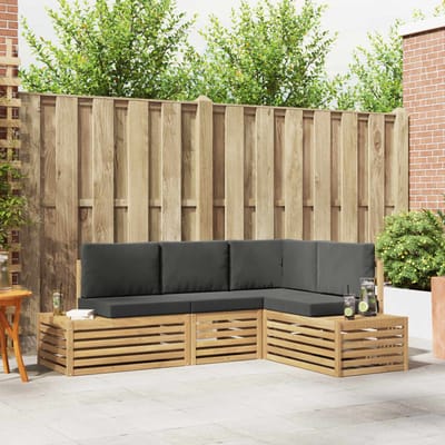 vidaXL - Buiten - bank - set - met - kussen - 4 - Stuk - Wit - en - antracietkleurig