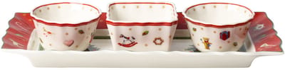 Toy's Delight Dip Set 4-delig serveerschaal-dip-schaaltjes-Kerstmis-tafeldecoratie-speelgoed-dienblad-schalen-kerstdecoratie-binnen-premium-porselein-Kerstmis servies