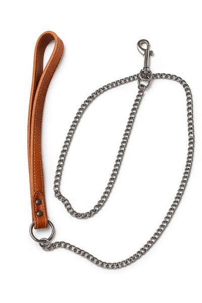 Adori kettinglijn bruin 12mm/100cm - met leren handgreep