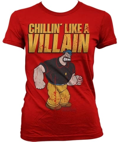 Popeye Dames Tshirt -S- Chillin' Like A Villain Rood
