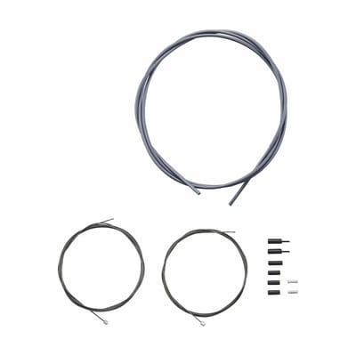 Shimano OPTISLICK Road Schakelkabelset – Voor Racefiets – 2 Binnenkabels 2100/1800 mm – SP41 Buitenkabel 1700 mm – RVS – Shimano STI – Grijs