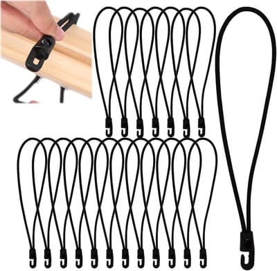 20 stuks bungee-koorden - bungee-koorden - verlengstukken met haken - elastisch rubber met haken - spanbanden - verlengstukken met haken - 25 cm - multifunctionele zeilspanner - voor kampeerzeilen, caravans, zwembaden - zwart