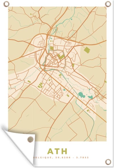 Muurdecoratie Kaart - België - Stadskaart - Plattegrond - Ath - 120x180 cm - Tuinposter - Tuindoek
