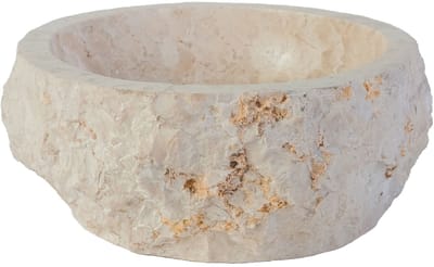 Geërodeerde Natuurmarmeren Waskom – 30-35x15 cm – Crème