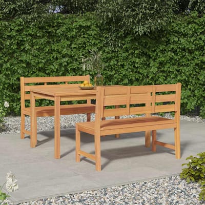 vidaXL - 3-delige - Tuinset - massief - teakhout