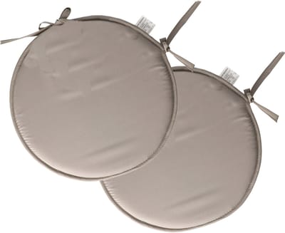 Stof Textile Home stoelkussens - 2x - grijs - D40 x H3 cm - voor binnen - touwtjes sluiting - zitkussens plat - rond
