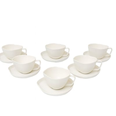Mevaz Capital Tea Theekop Set – 200 ml – Stijlvolle Porseleinen Kop & Schotel voor Thee en Cappuccino