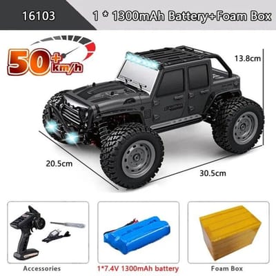 Nieuwe 50 km/u 4x4 afstandsbediening auto met LED-verlichting Off-road 4x4 High Speed ​​Drift Monster Truck borstelloze racewagen voor kinderen en volwassenen speelgoed cadeau 1 battery