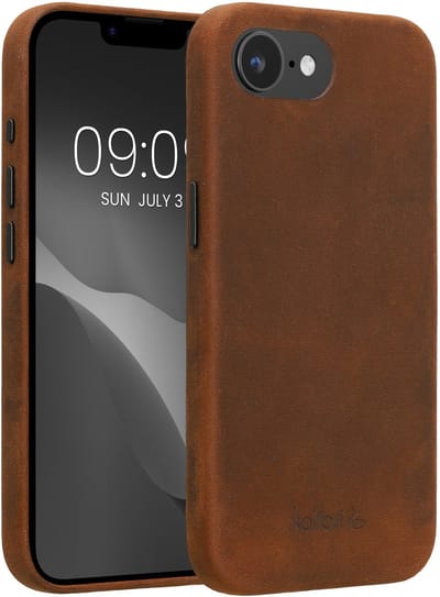 kalibri leren hoesje geschikt voor Apple iPhone 17e / iPhone 16e - hardcover beschermhoes - bruin