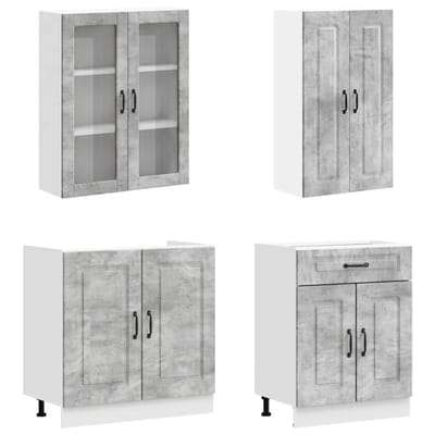vidaXL - Keukenblok - KALMAR - 4 - st - Betongrijs - Bewerkt - hout