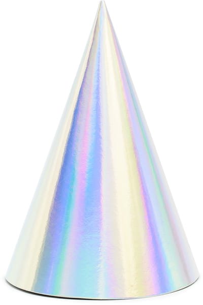 PARTYDECO - 6 iriserende feesthoeden van karton 10 x 16 cm met elastiek