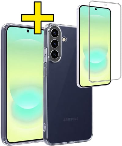 Hoesje - Met Screenprotector - Geschikt voor Samsung Galaxy A37 - Sterk & Shockproof - Back Cover - Siliconen Case - Telefoon Hoes - Telefoonhoesjes - Transparant