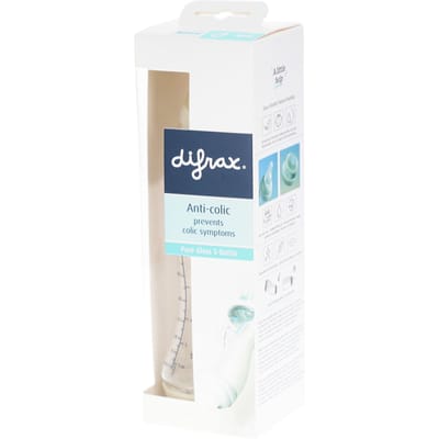 Difrax Babyfles Natural Glas - 250 ml - Crème - 1 Stuk - S-fles - Anti Koliek